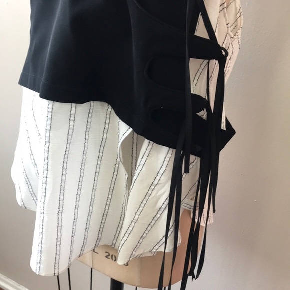 Altuzarra Black White Side Tie Layered Shirt NWT - Picture 3 of 8